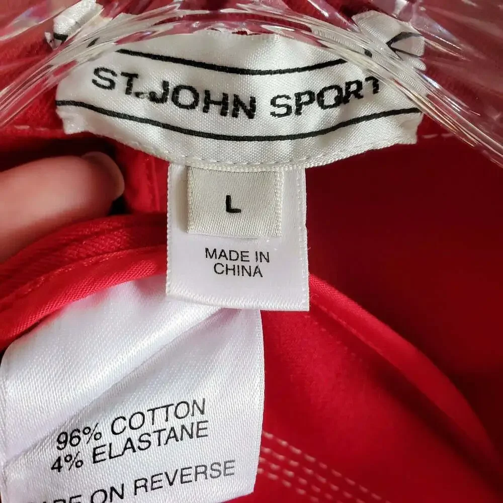 St. John Sport Women’s Matador Red Embroidered Piping Button Blazer